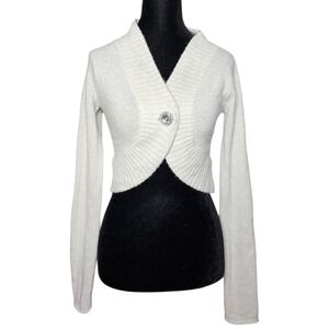 VINTAGE Y2K SPARKLY CROPPED BOLERO Great American Sweater Shrug w/ Jewel Button